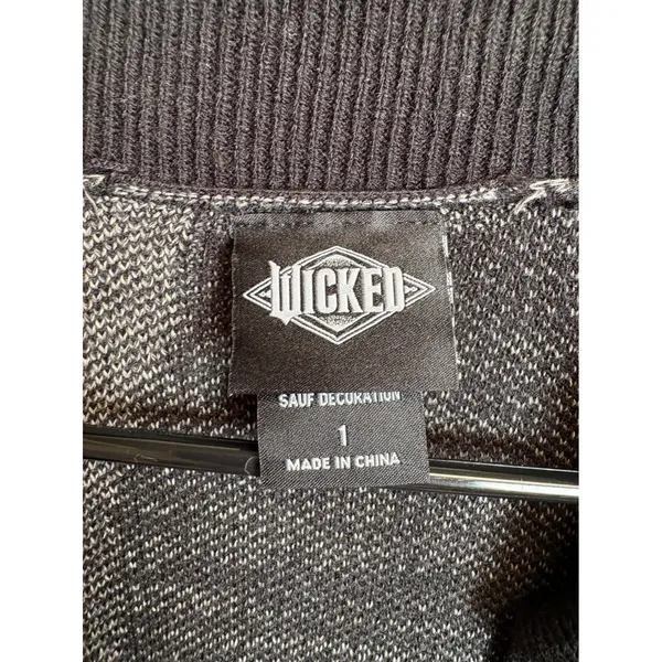 Wicked Universal Studios Hot Topic Shiz University Cardigan Sweater Black Grey 1 - Image 5