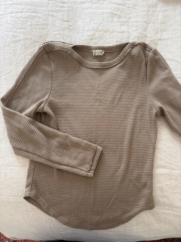 Free People Long Sleeve Waffle Knit Top - Image 4