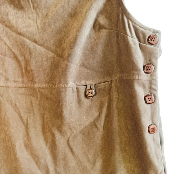 Vtg‎ Jumper Dress Faux Suede Brown M Sleeveless Maxi Pinafore Lagenlook Western - Image 8