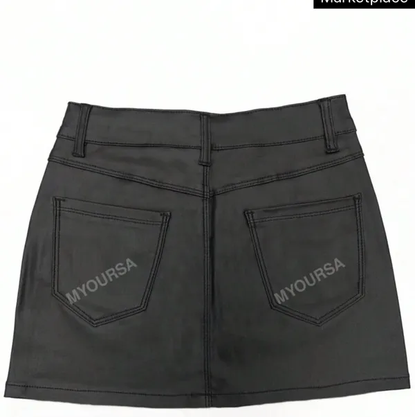 SheIn Black Leather Mini Skirt - Image 2