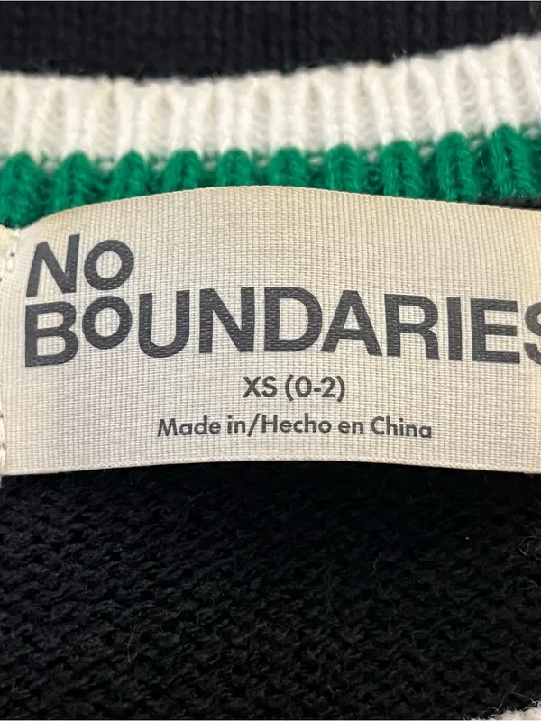 No Boundaries Crew Neck Ugly Christmas Sweater Embellished Santa Black XS - Image 5