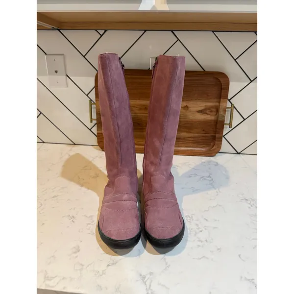 vintage Palladium knee-high boots made soft suede dusty purple Y2K casual boho - Image 3