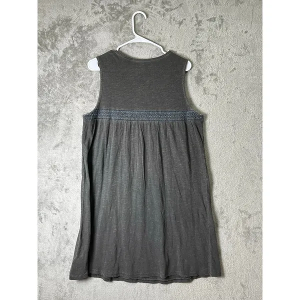 Lucky‎ Brand Womens Large Embroidered Mini Dress Gray Boho Festival Indie New - Image 3