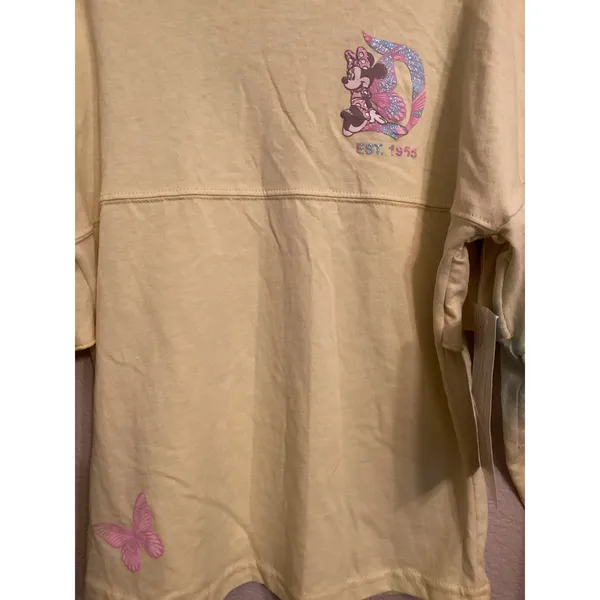 NWT Disney Parks Disneyland Spirit Jersey Yellow Minnie Mouse Butterfly S / M - Image 4