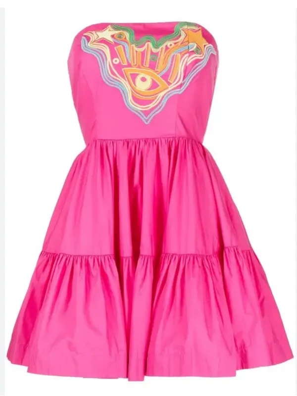Alemais Celeste Cotton Mini Dress Pink US 2 - Image 2