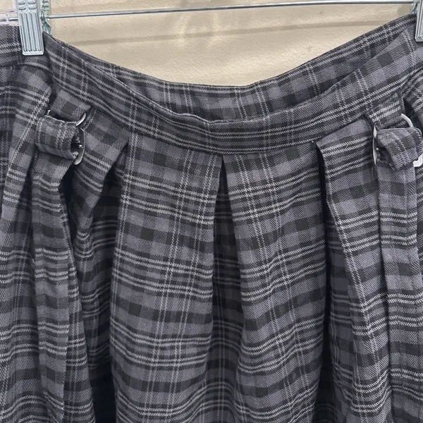 Hot Topic Gray Black Plaid Suspender Skirt Pleated Mini Detachable Straps Goth L - Image 7