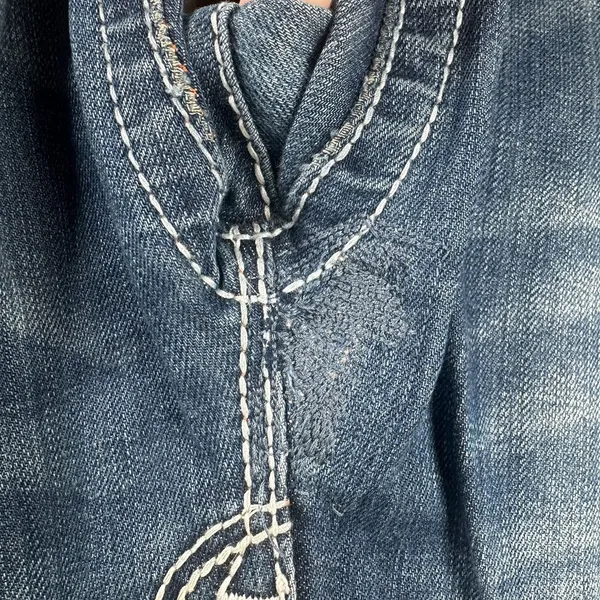 Rock Revival Jen Boot Cut Jeans Womens 31 Stretch Denim Blue Studded Flap Pocket - Image 6
