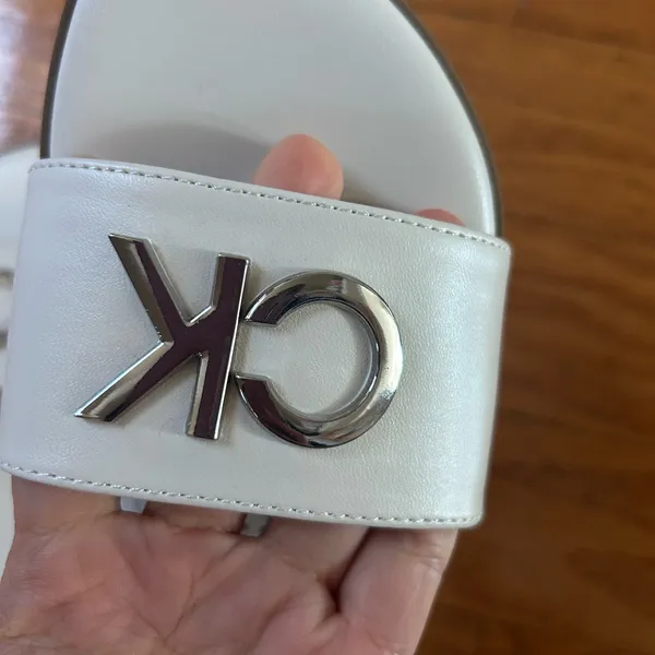 NEW Calvin Klein women memory foam Slide Sandals with Silver CK Logo - Image 5