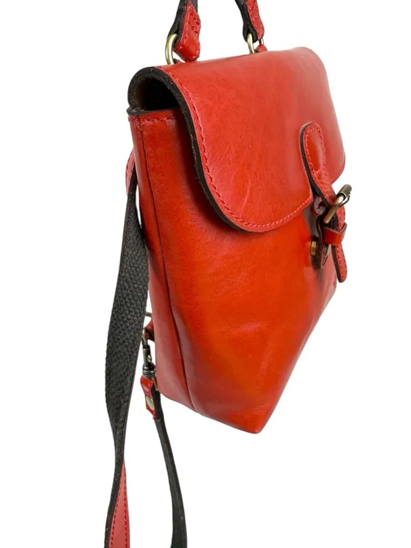 Patricia Nash Small Vatoni Convertible Leather‎ Backpack Papaya Red Leather - Image 6