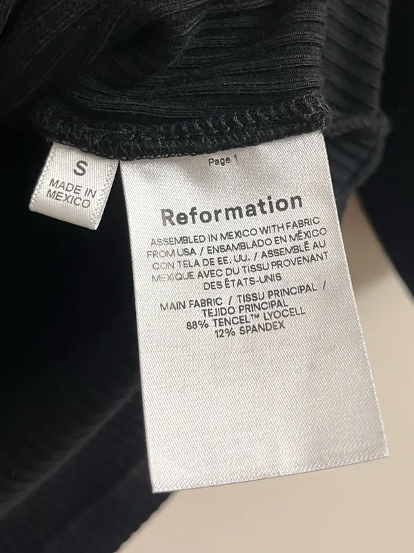 Reformation Janine Black Ribbed Tee Size Small - Image 8