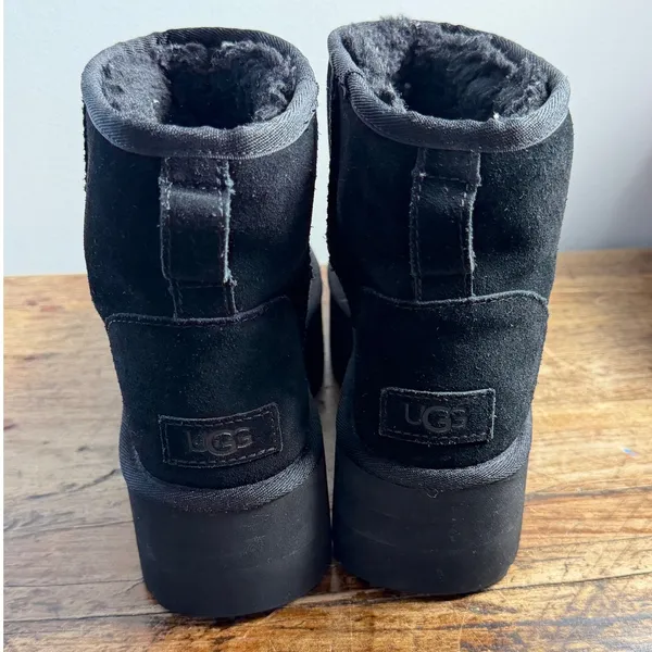 UGG Classic Ultra Mini‎ Platform Boots Black Suede Ankle Booties - Image 5