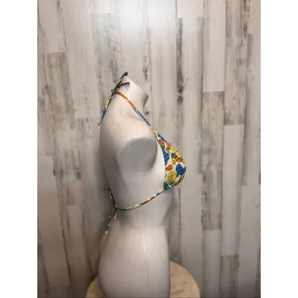 Multicolor Floral Triangle Bikini Top – Size Medium Green - Image 6