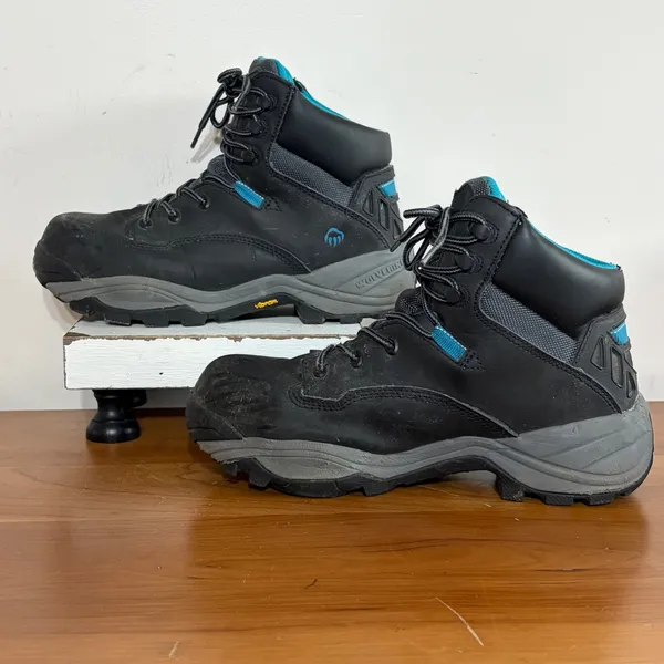 Wolverine Womens Safety Toe Work Boots ASTM EH Rated Vibram Sole Black Teal 8M - Image 2
