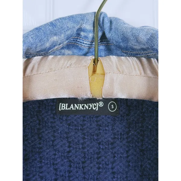 BLANK NYC Chunky Knit Denim Sweater Jacket Womens S Trucker Indie 90s Scandi - Image 4