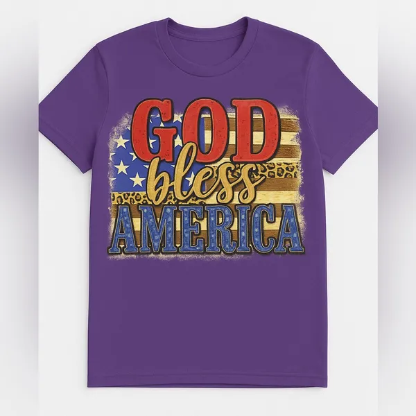 Handmade God Bless‎ America women’s tshirt - Image 3