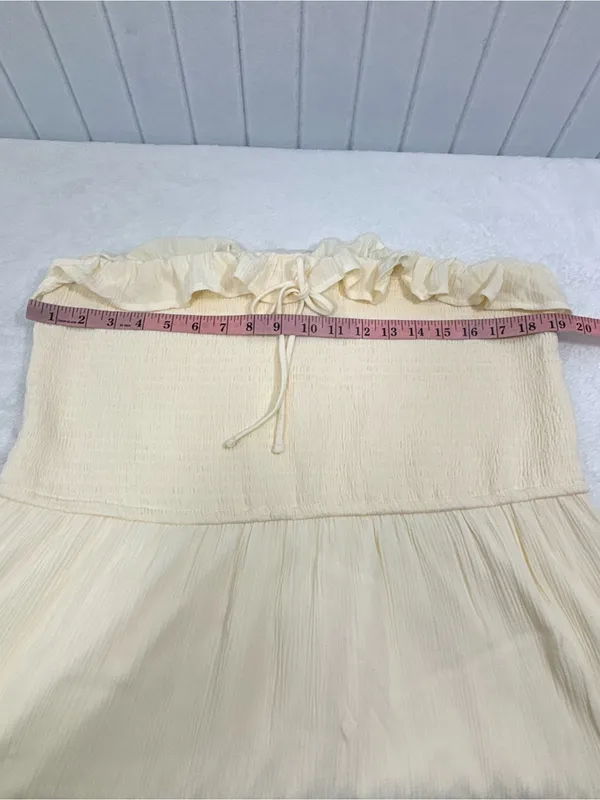 Hollister Cream Smocked Strapless Ruffle Maxi Dress size XXL P - Image 9