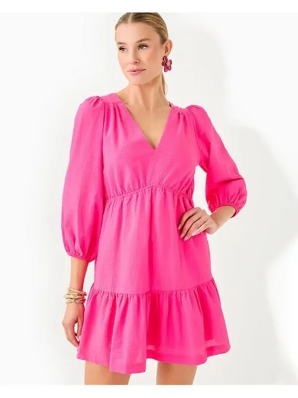 Lilly Pulitzer Deacon Mini Dress Pink 3/4 Sleeves Womens 2 Whimsy Preppy - Image 8
