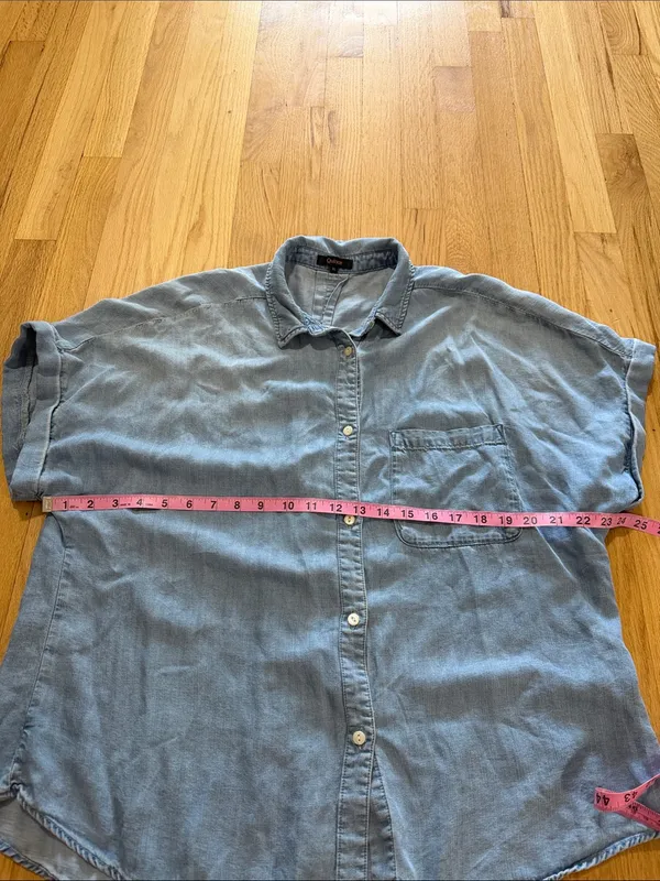 Quince Chambray Tencel Short Sleeve Shirt Sz XL - Image 3