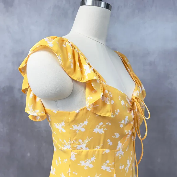 Lulus Sunny Paradise Womens Dress Large Milkmaid Mini Cottage‎ Coquette Ruffled - Image 3