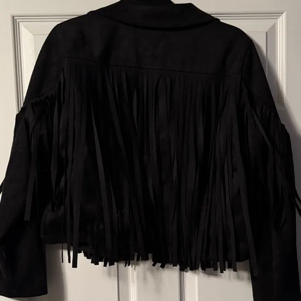 Black Fringe Blazer Size M - Image 5