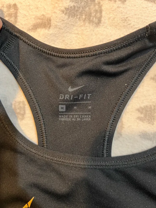 Nike Black Sports Bra with Cracked Gold Swoosh - Image 4