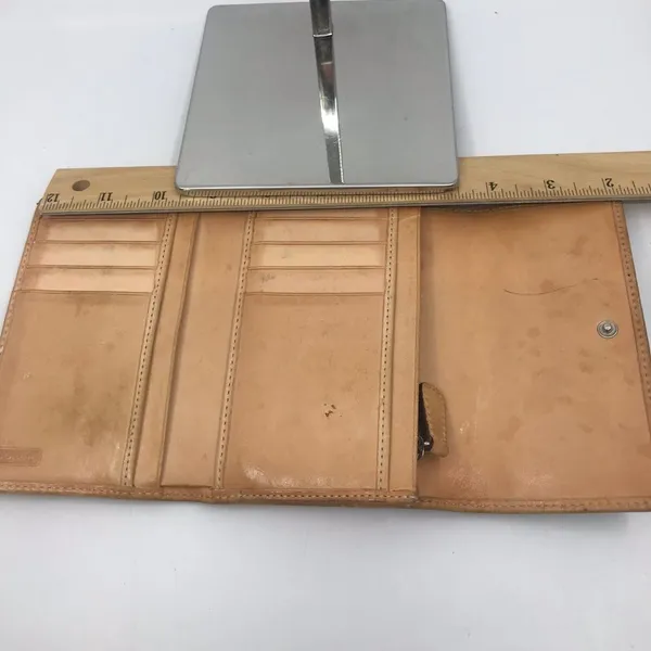 COACH Leather Fabric Combo Brown Tri Fold Wallet - Image 4