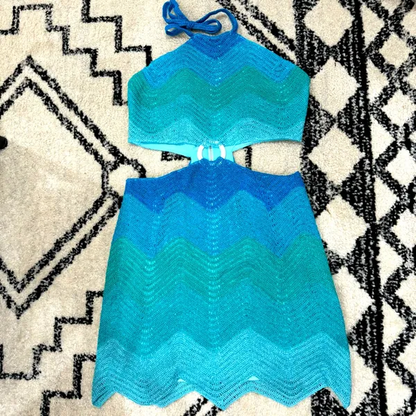 Lisa Maree Soul Chaser Dress in Ombre Blue Crochet Size M NWOT - Image 5