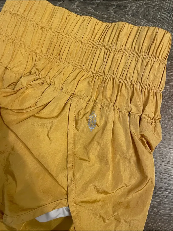 Free People Golden Yellow Ruched Waist Athletic Shorts The Way Home Shorts XS - Image 5