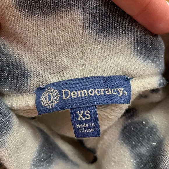 Democracy Tie Dye Pullover Womens XS Blue Metallic Mock Neck Long‎ Sleeve Top - Image 5