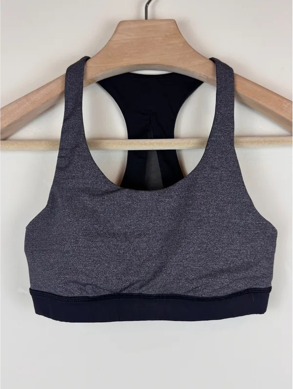 Lululemon Invigorate Bra Heathered Black Black Mesh Racerback Size 4 - Image 4