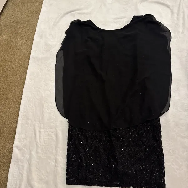 Midnight Velvet Black Sequin Mini Dress Sz 14 - Image 2