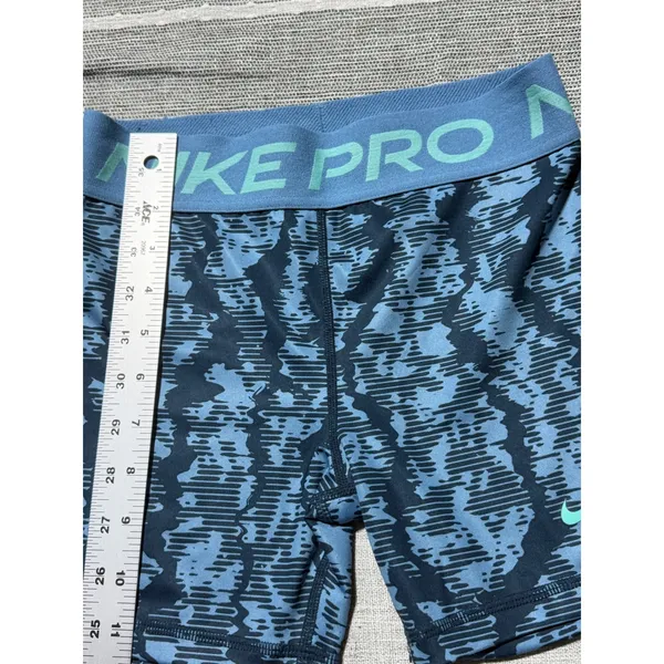 Nike Pro Dri-FIT‎ Women Large Blue Abstract Graphic Compression Athletic Shorts - Image 2