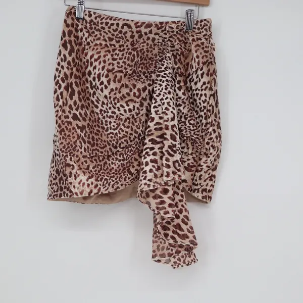 Naked Wardrobe The Statement Leopard Print Ruffle Mini Skirt Small - Image 2