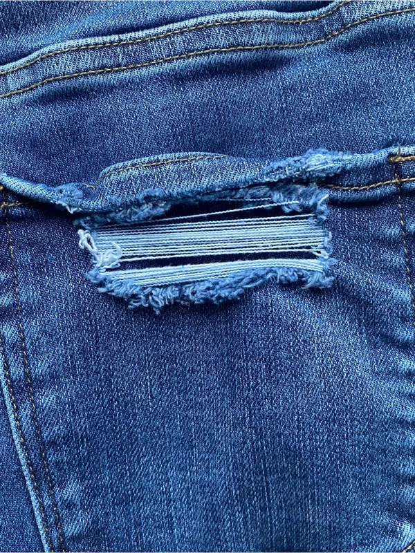 Vervet denim jeans dark wash stretch straight leg crop ankle length distressed - Image 5