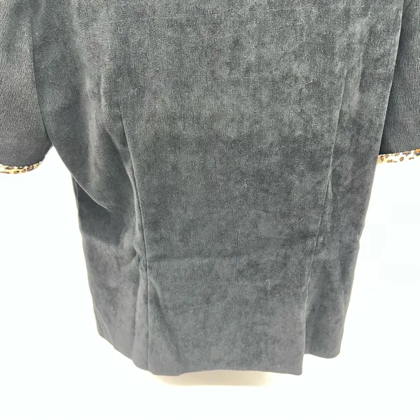 Courtenay Women’s Short Sleeve Casual Black Button Down Top w/Leopard Print Trim - Image 9