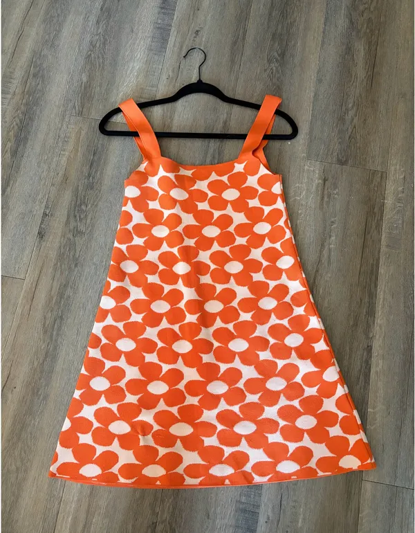 Zara Floral Orange Retro-Style Dress - Image 2