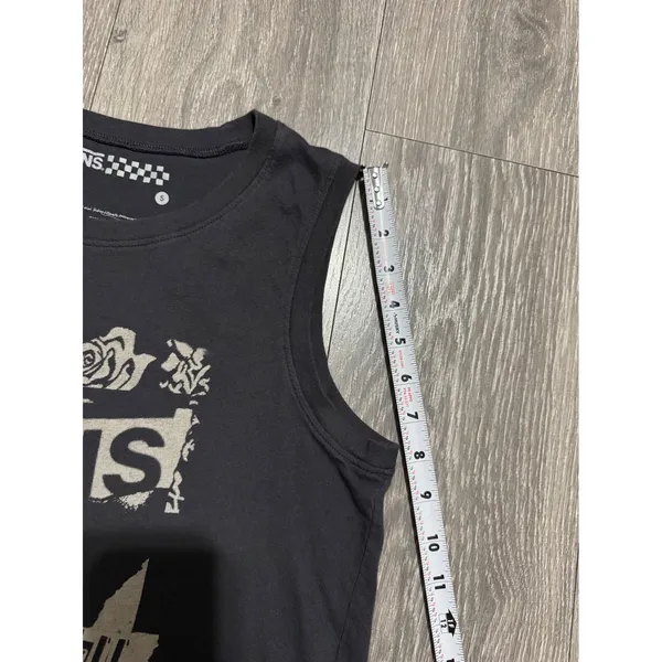 Vans Womens Tank Top S Black White Graphic Muscle‎ Cotton Skater Rose Palm Punk - Image 8