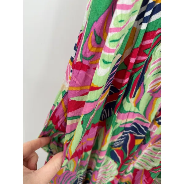 Goa by Japna Green Tropical Print Maxi Dress Womens Pockets Rayon‎ Size M Resort - Image 8