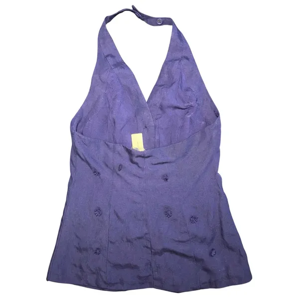 Maeve Linen‎ Blend Halter Vest Size Small Navy Blue Anthropologie Linen Summer - Image 4