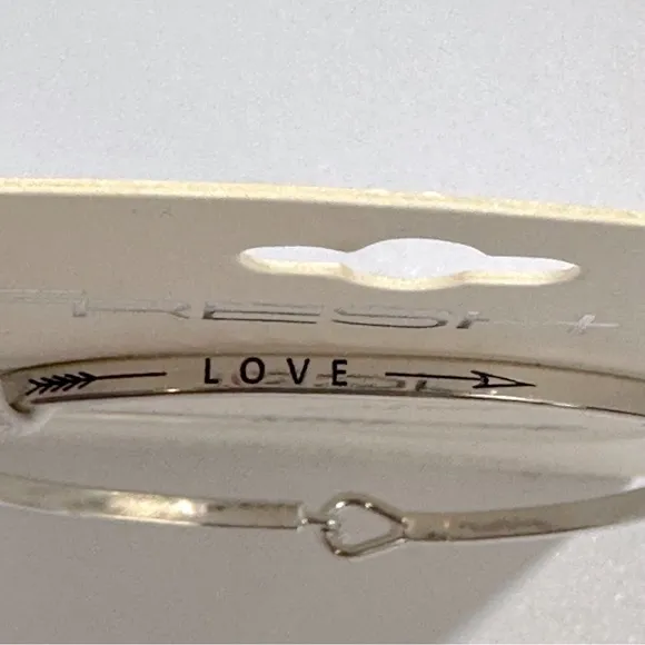 Fresh & Co Silver “ Love “ Bangle Bracelet Minimalist Sweet Simple Dainty - Image 4