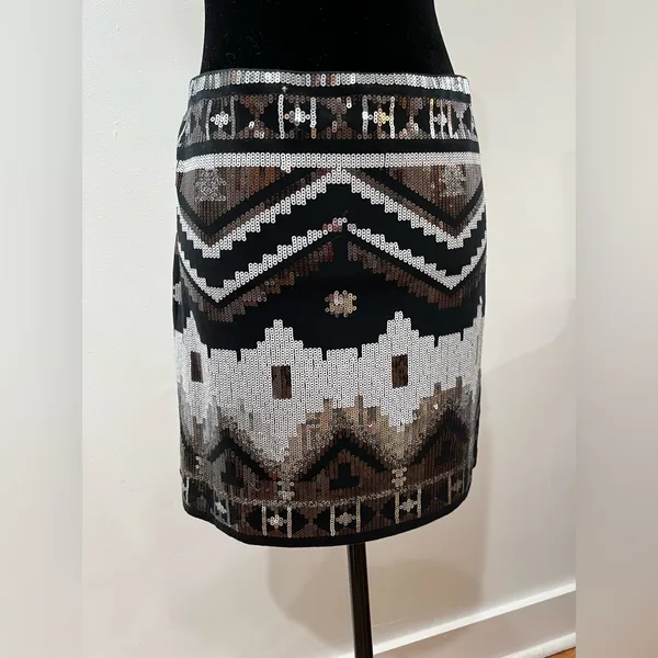Gorgeous and shiny Express Black, White, Brown Embellished Mini Skirt! - Image 2