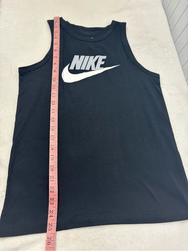 Nike Black Cotton Tank with White Nike Swoosh Size L - Image 7