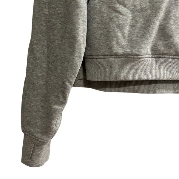 Trendy Queen Women's XL Gray Cropped Fleece Lined Half‎ Zip Hoodie - Image 6