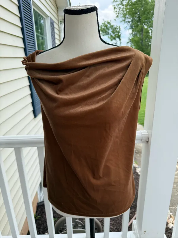 LOFT One-Shoulder Sleeveless Top in Warm Copper - Image 2