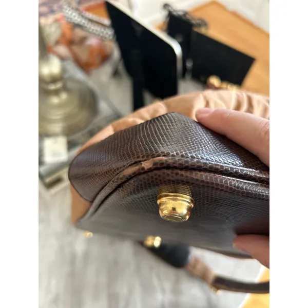 Vintage Diane Von Furstenberg Brown Quilted Top Handle Crossbody Duffle Bag - Image 11