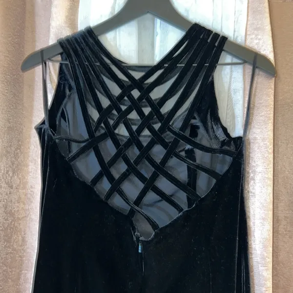 Gina Bacconi Size 10 Black Velour Maxi Gown - Image 4