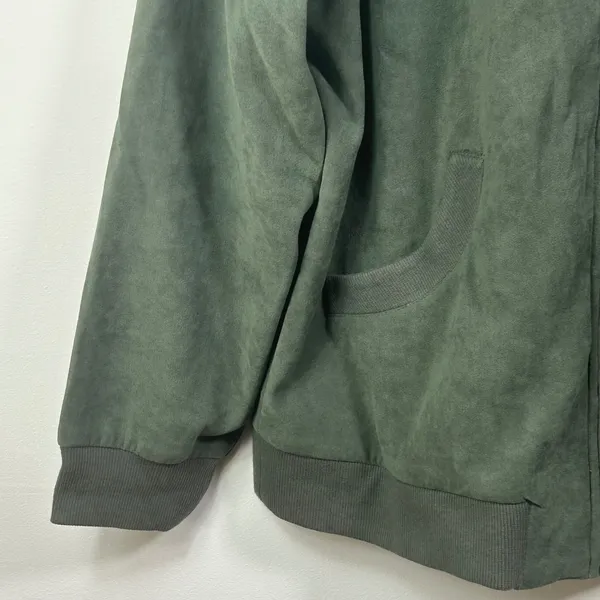 Denim & Co Olive Green Faux Suede Zip Hoodie and Pants Tracksuit Set Large - Image 14