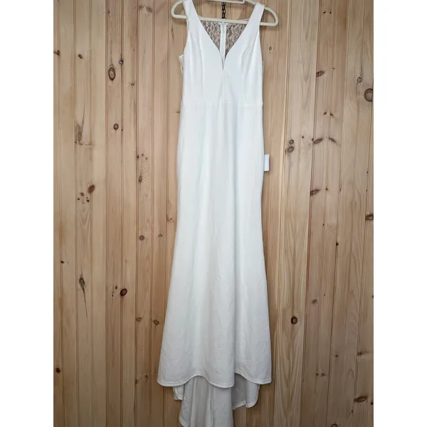NWT Lulus Long-Lasting Love Ivory Lace V-Neck Mermaid Dress Wedding Bride Size L - Image 2