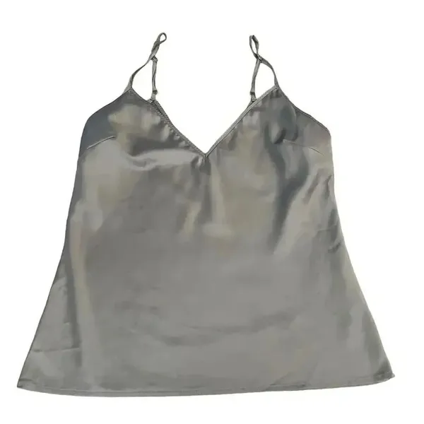 Zara Women’s Silver Gray Spaghetti Straps V-Neck Minimalist Top SZ S #1158 - Image 5