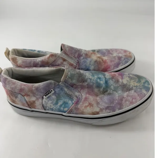 Vans Classic Slip On Pastel Tie Dye Heart Print Sneakers Womens 6 Multi Color - Image 3